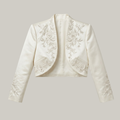 Ivory Satin Bridal Bolero with Floral Embroidery