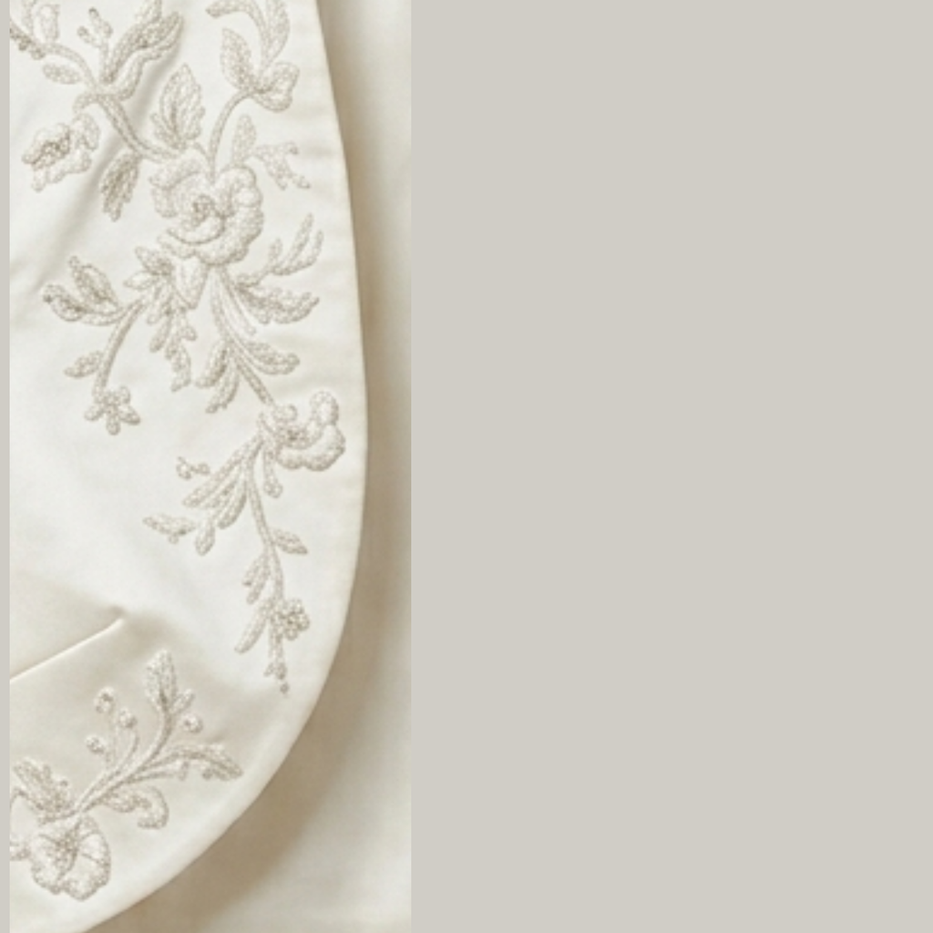 Ivory Satin Bridal Bolero with Floral Embroidery