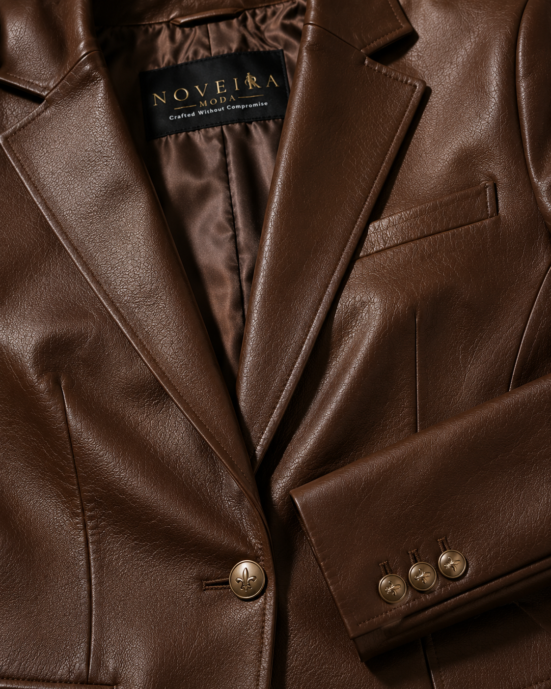 Women's Premium Sheep Leather Executive Blazer | Luxury Tailored Leather Jacket | Black & Brown | Noveira Moda