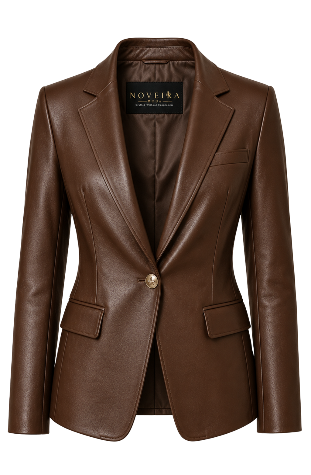 Women's Premium Sheep Leather Executive Blazer | Luxury Tailored Leather Jacket | Black & Brown | Noveira Moda