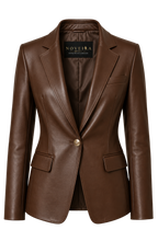 Women's Premium Sheep Leather Executive Blazer | Luxury Tailored Leather Jacket | Black & Brown | Noveira Moda