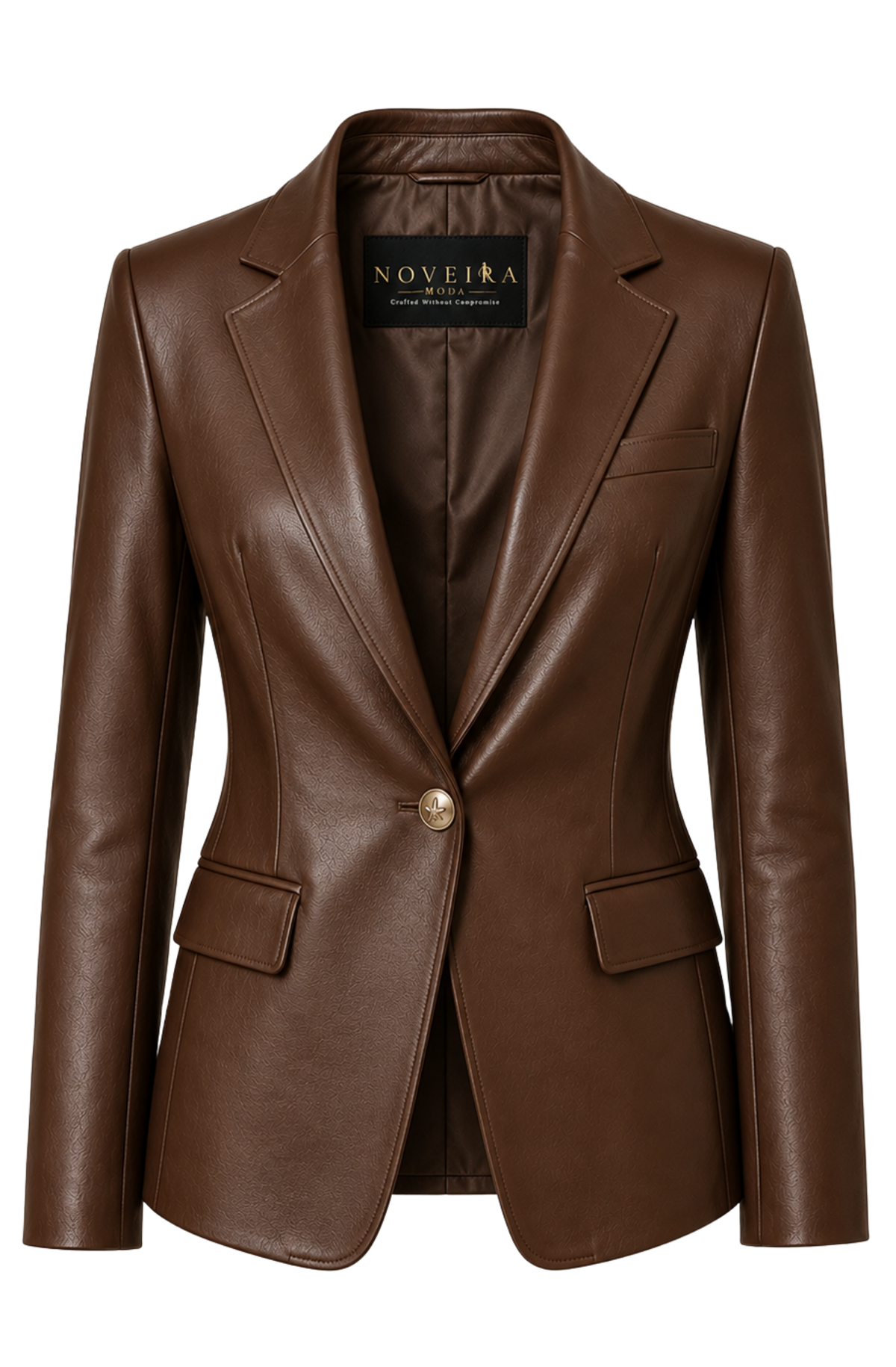 Women's Premium Sheep Leather Executive Blazer | Luxury Tailored Leather Jacket | Black & Brown | Noveira Moda