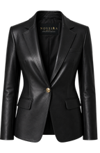 Women's Premium Sheep Leather Executive Blazer | Luxury Tailored Leather Jacket | Black & Brown | Noveira Moda