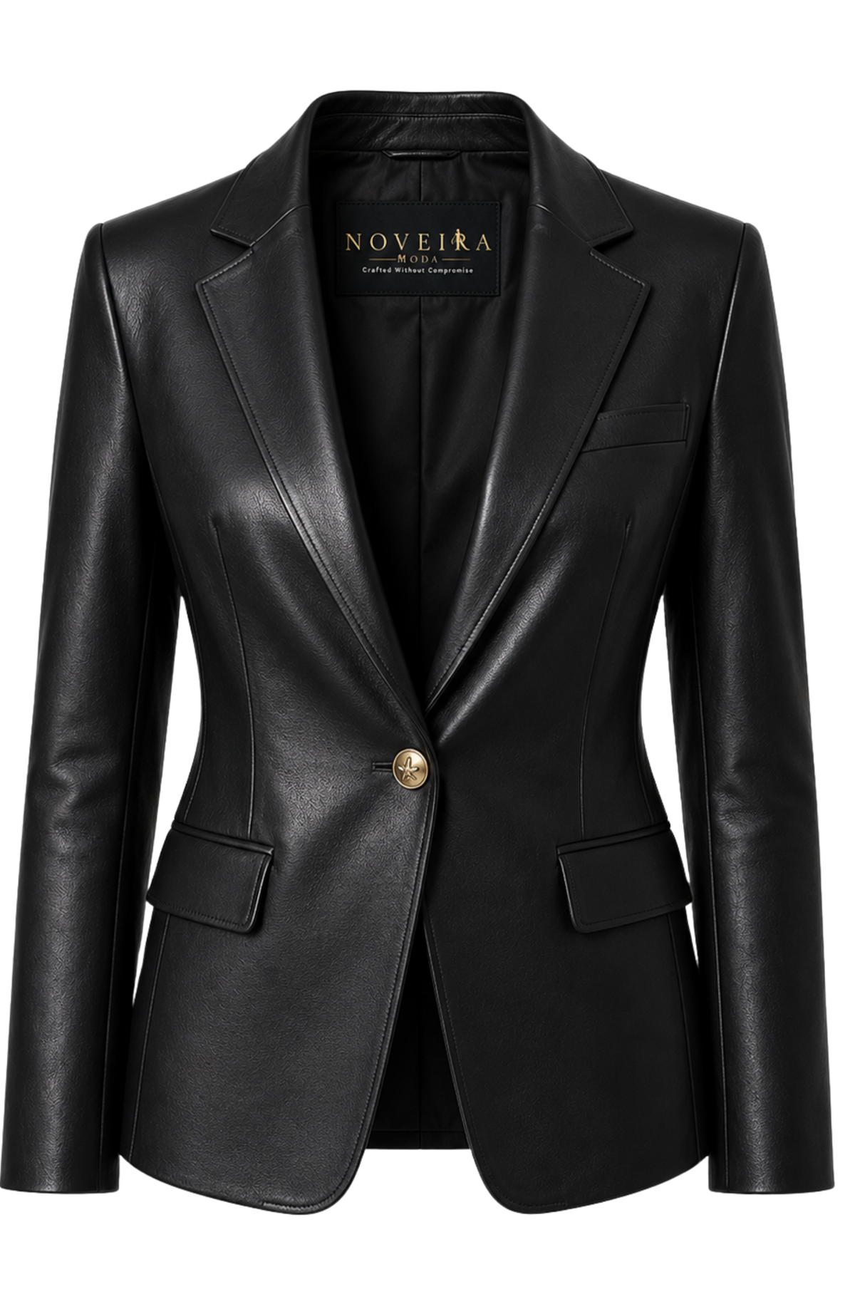 Women's Premium Sheep Leather Executive Blazer | Luxury Tailored Leather Jacket | Black & Brown | Noveira Moda