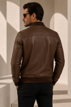 Men's Luxury Leather Bomber | Executive Black & Heritage Brown