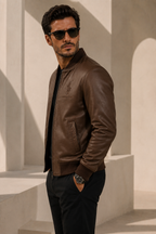 Men's Luxury Leather Bomber | Executive Black & Heritage Brown